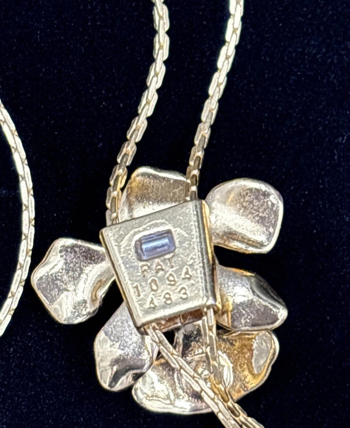 Vintage Risis Orchid Necklace Patent Number 1094493 24K Gold Dipped