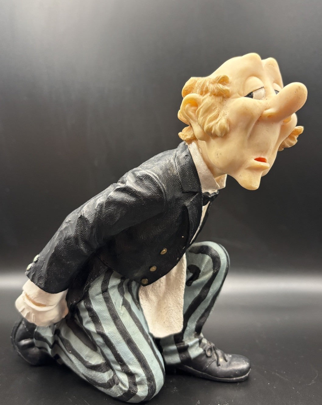 Vintage Figural Wine Bottle Holder Butler Gentleman Caricature Bar Decor
