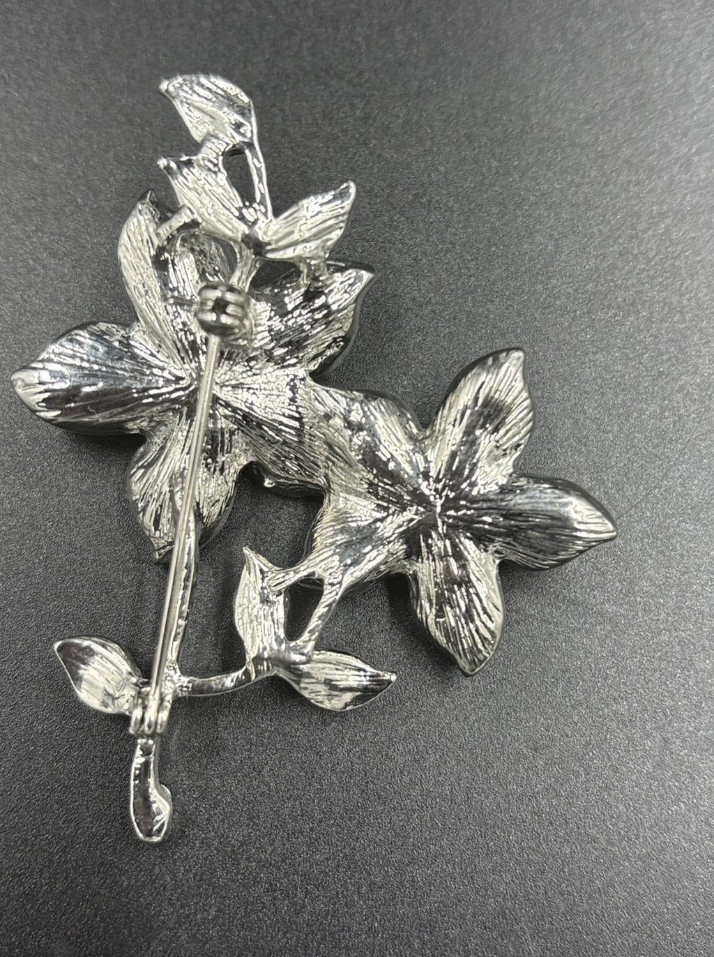 Vintage Green Diamanté Floral Brooch
