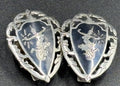 Vintage Siam Sterling Silver Clip On Earrings Thai Dancer Motif