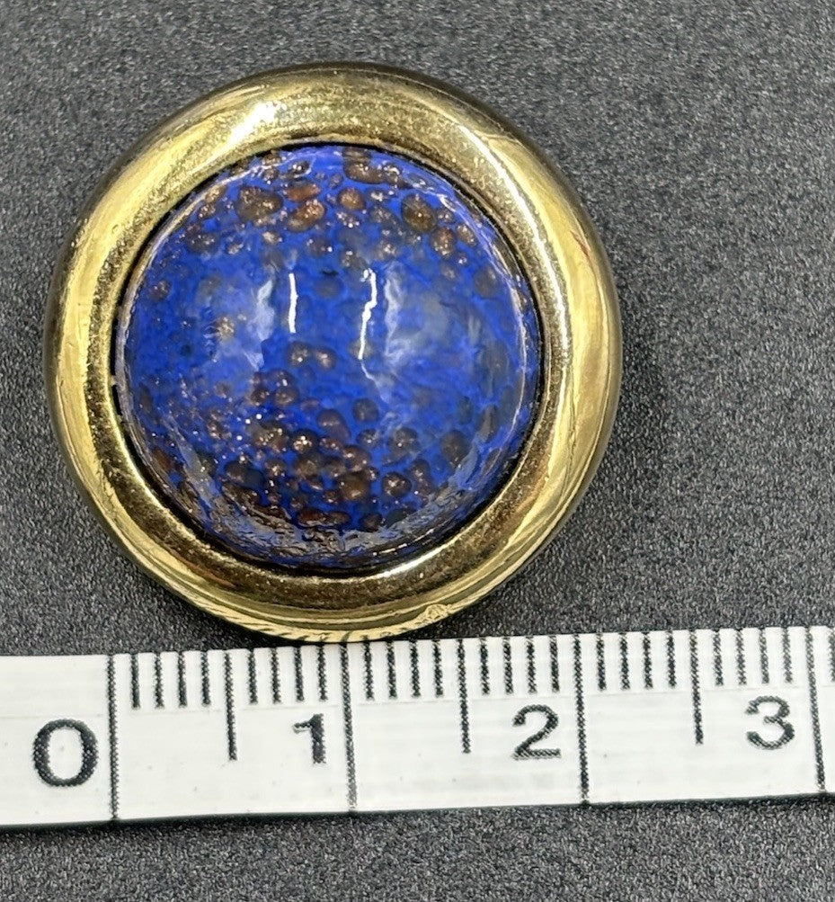 Elegant Vintage DAVID GRAU PARIS Clip-on Earrings - Blue & Gold
