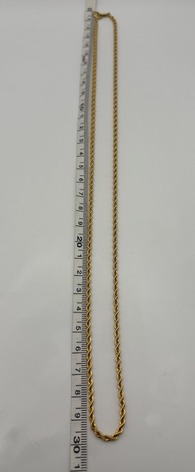 Vintage Trifari TM Gold Tone Rope Chain Necklace Signed Classic Twist Link 60cm