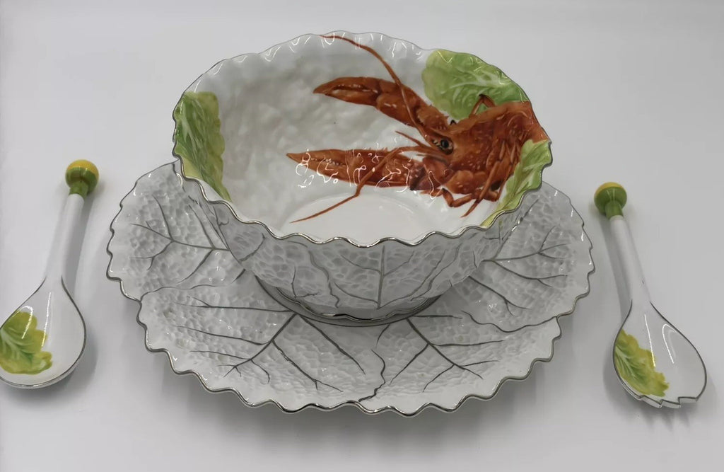 Rare Noritake Lobster Salad Bowl Set Vintage Japan Porcelain Serving Dish