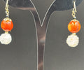 Orange Spiny Oyster & White Druzy Quartz Earrings Artisan Boho Jewelry”