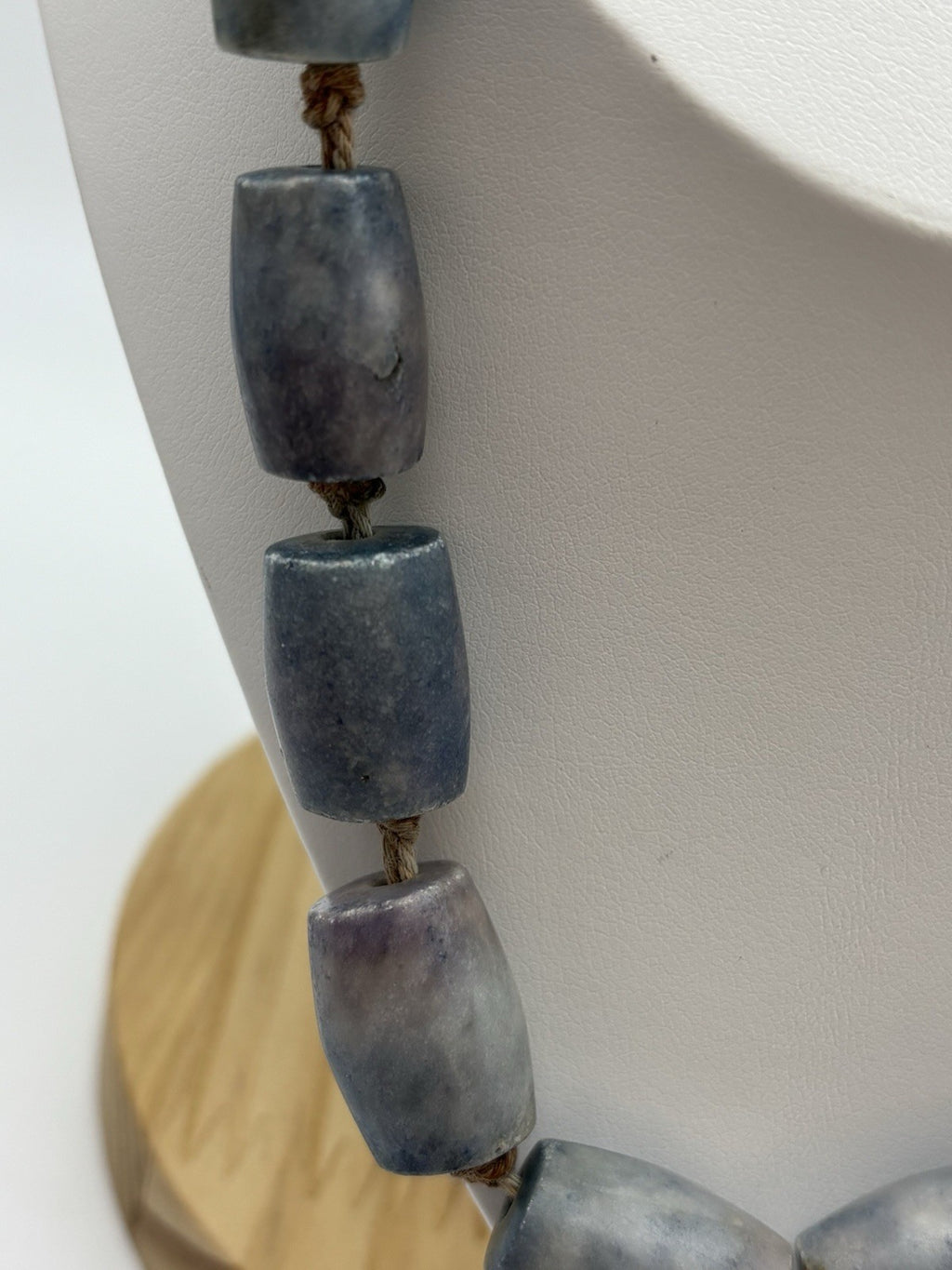Rare Vintage Natural Kyanite Bead Necklace Chunky Blue Gemstone Jewelry