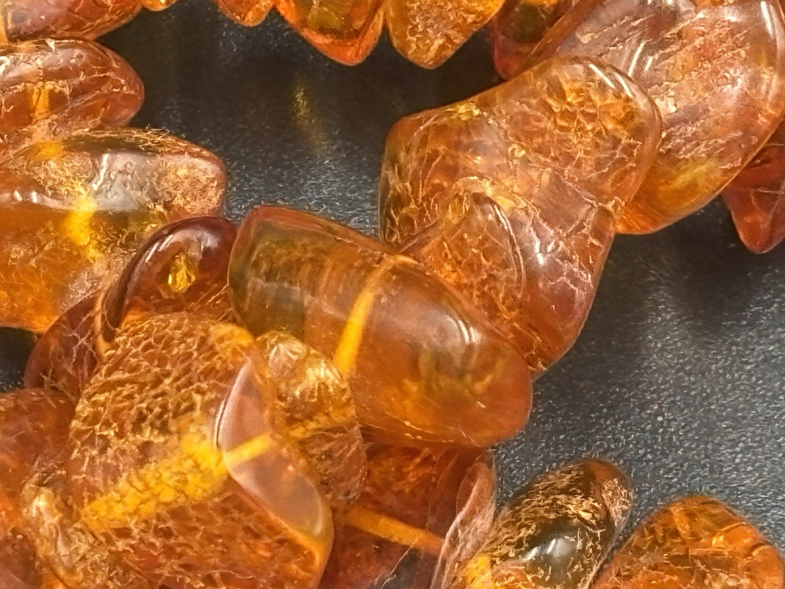 Vintage Natural Baltic Amber Necklace Cognac Nugget Beads 46g 66cm