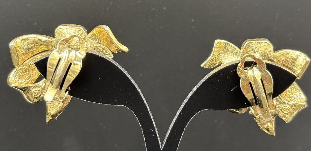 Vintage Bergdorf Goodman Statement Gold Plated Clip on Earrings