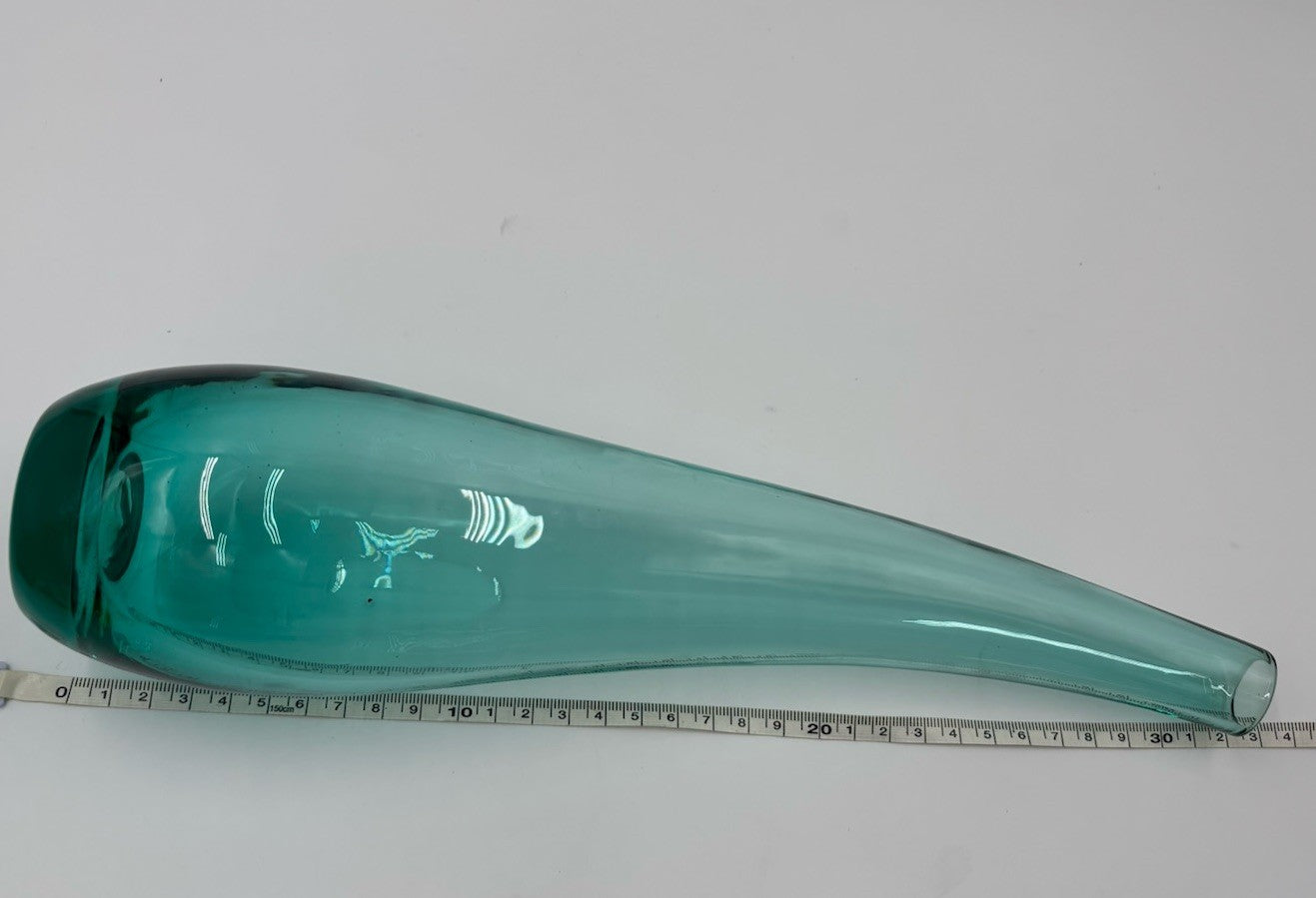 Mid Century Italian Empoli Art Glass Vase Aqua Teal Hand Blown