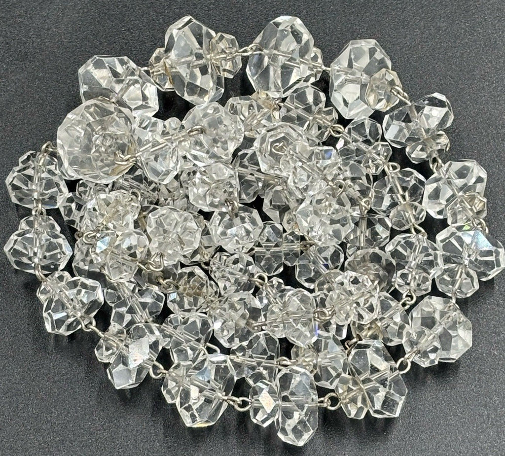 Antique 1920s Art Deco Rock Crystal Necklace Sterling Silver Faceted Beads