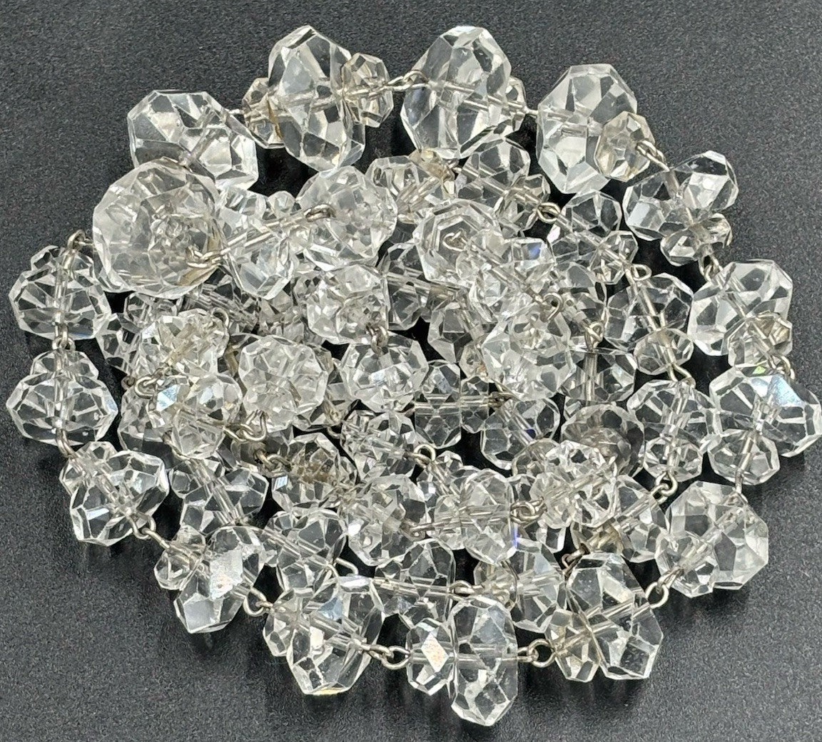 Antique 1920s Art Deco Rock Crystal Necklace Sterling Silver Faceted Beads