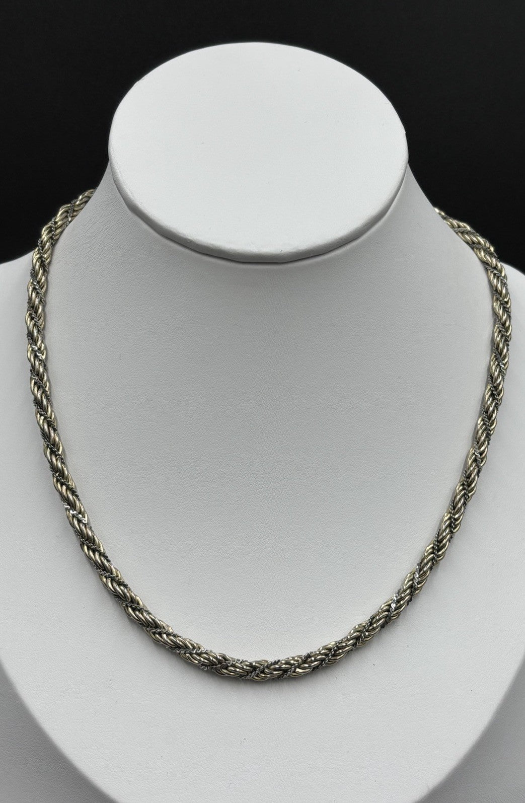Vintage Oroton Rope Chain Necklace – Gold Silver Tone – 40cm Collar Style