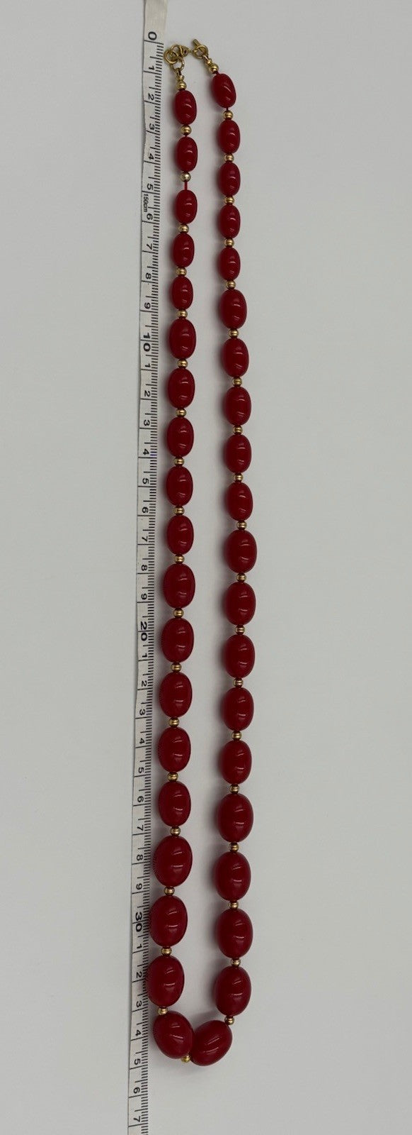 Vintage Monet Red Lucite Bead Necklace Gold Tone Signed Statement Jewelry