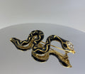 Vintage Black Enamel Snake Brooch Gold Tone Rhinestones 7cm