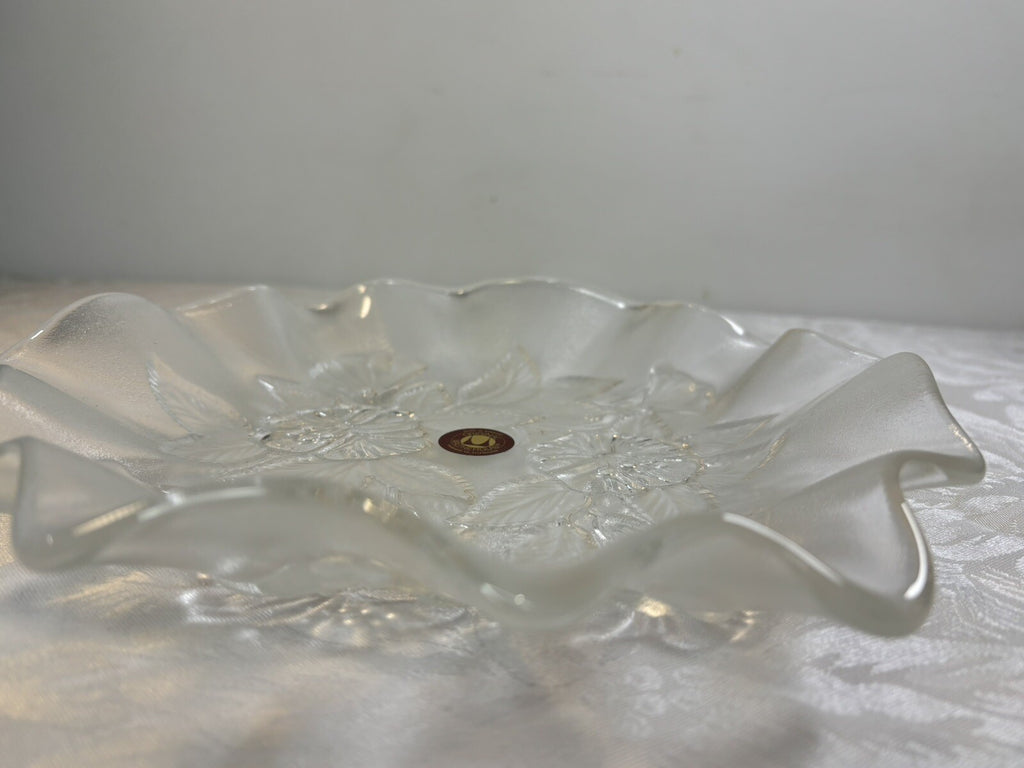 Vintage Walther Glass Mikasa Germany Flower Serving Bowl Candy Dish