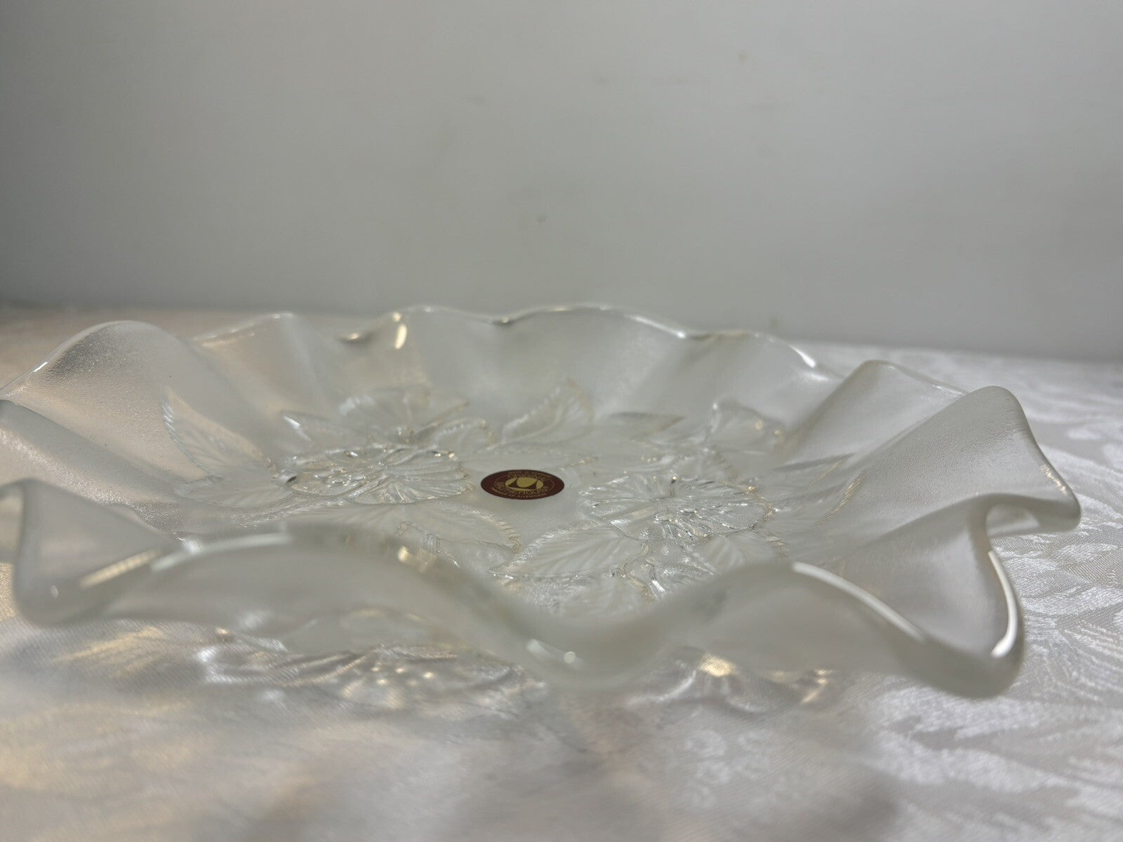 Vintage Walther Glass Mikasa Germany Flower Serving Bowl Candy Dish