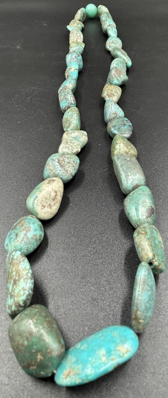 Large Vintage Natural Turquoise Nugget Necklace Chunky Blue Green Gemstones