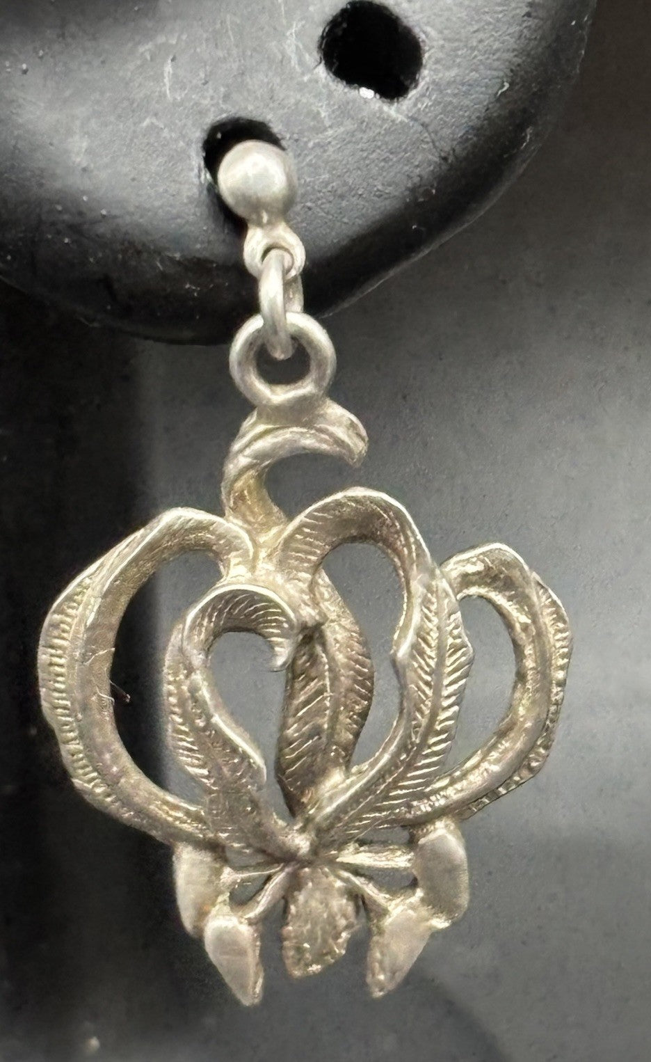 Vintage Sterling Silver Art Nouveau Style Floral Drop Earrings