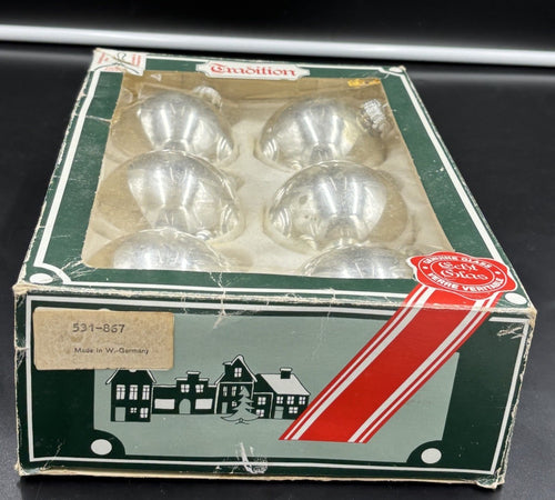 Vintage Tradition Genuine Silver Glass Christmas Baubles Set of 6 West Germany