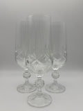 Vintage Cut Crystal Ball Stem Champagne Flutes Set of 3 Glassware