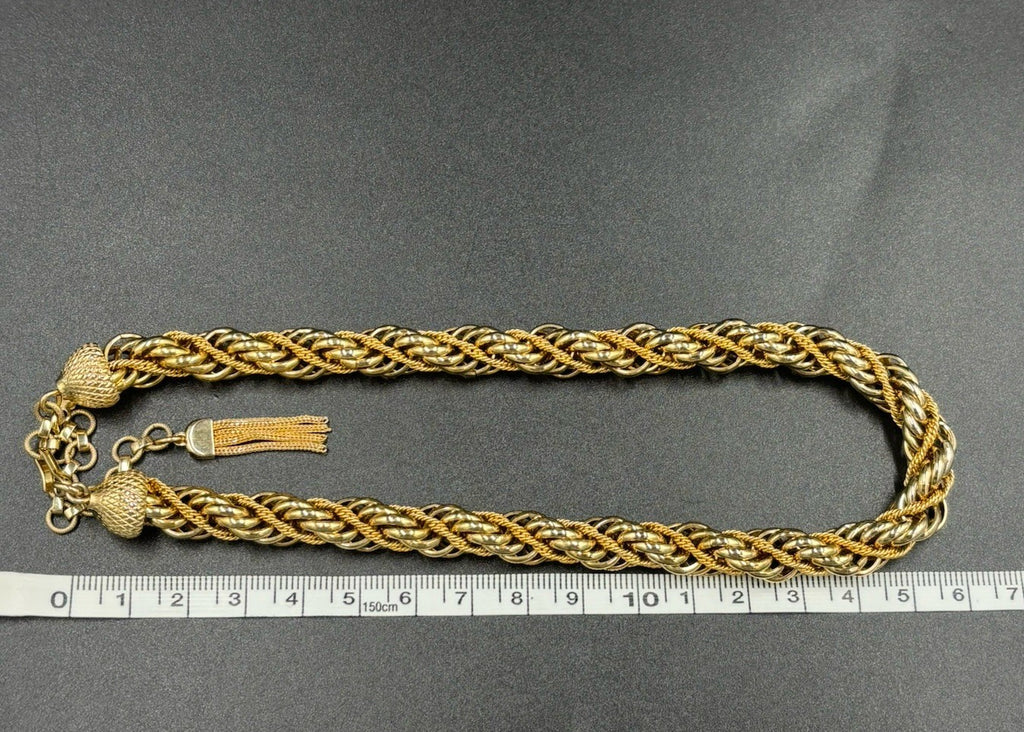 Vintage Monet Rope Twist Necklace 1980s Two Tone Gold Silver Choker