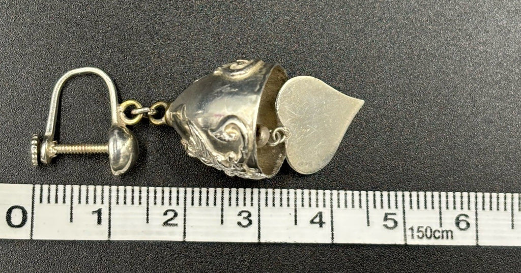 Vintage Thai Siam Sterling Silver Ganesha Dangle Screw Back Earrings