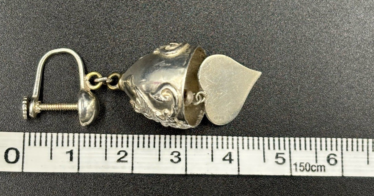 Vintage Thai Siam Sterling Silver Ganesha Dangle Screw Back Earrings