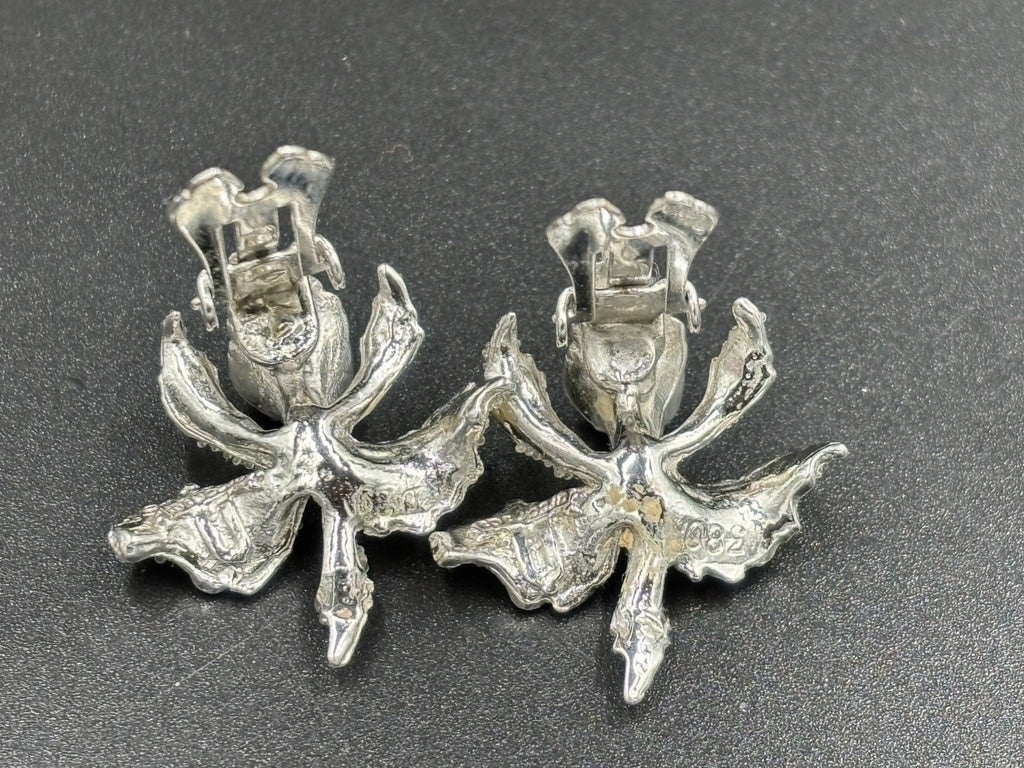 Vtg 1950's Elizabeth Reimer Arcansas Orchid Flower Brooch & Earring Clip On Set
