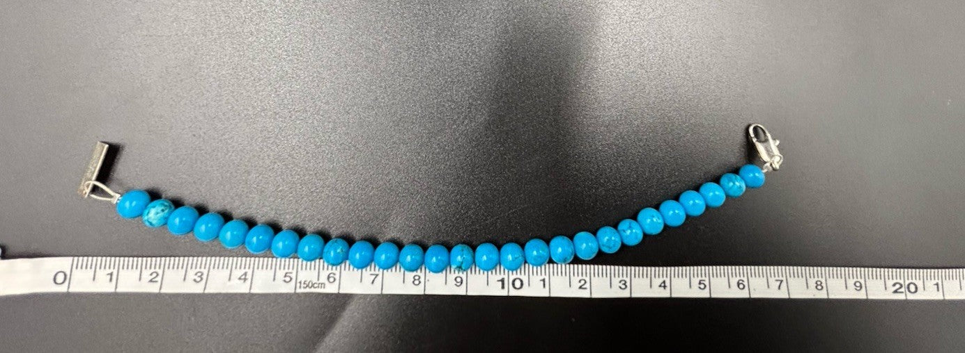 Protasis Athens Double Strand Turquoise Blue Bead Bracelet Signed Greek Jewelry