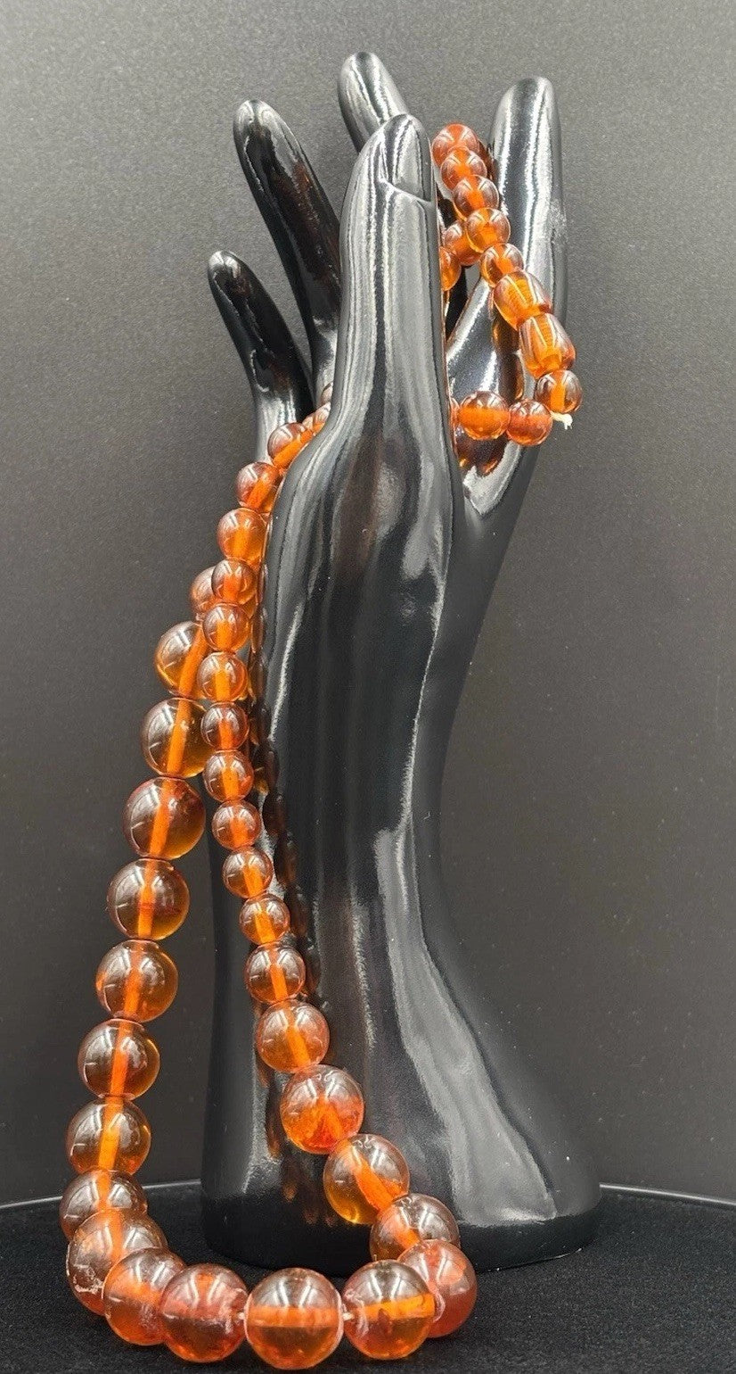Exquisite Vintage Bakelite Bead Necklace Amber Butterscotch Catalin Jewelry