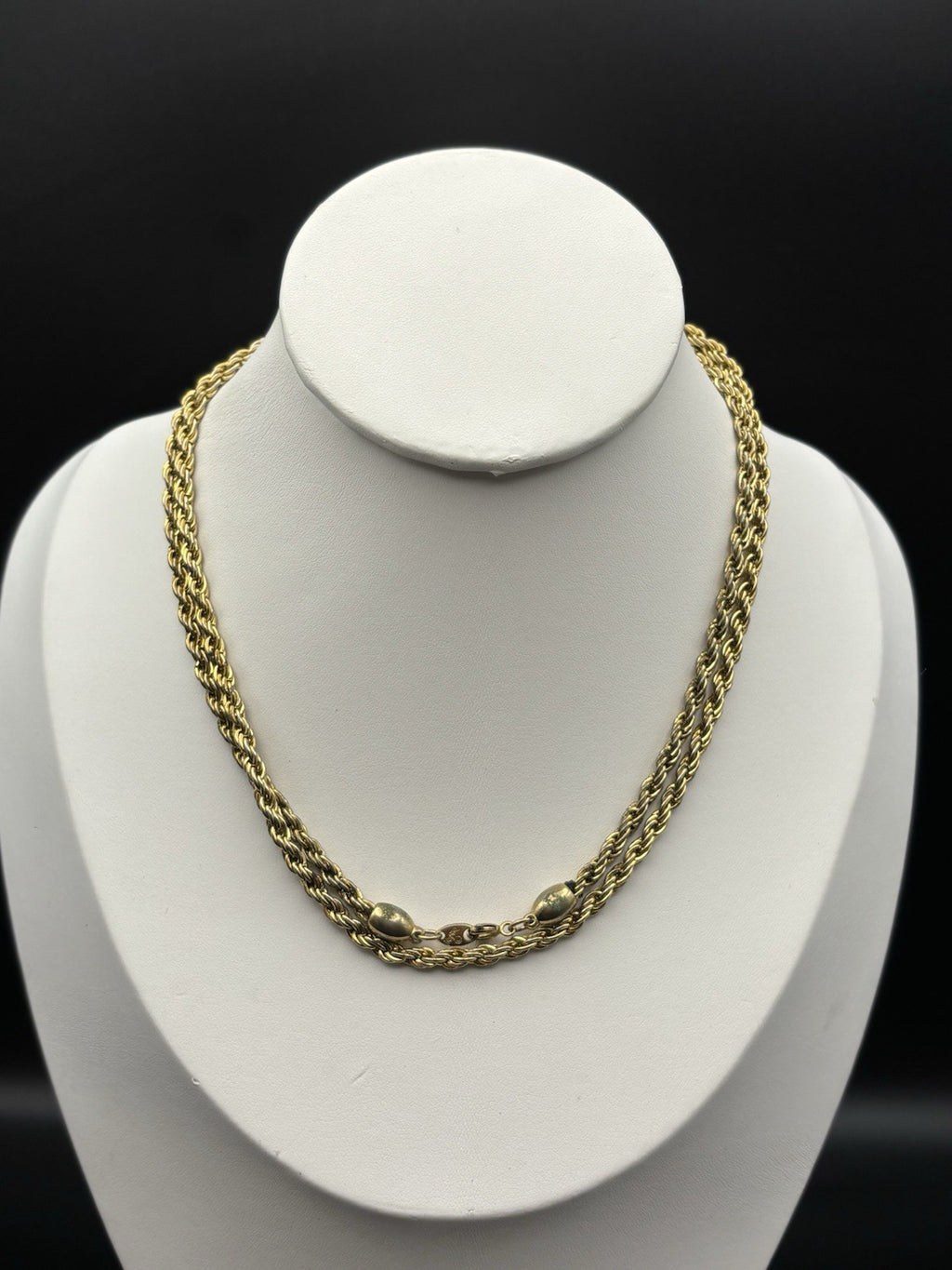 Trifari Signed Gold Tone Rope Chain Necklace Vintage