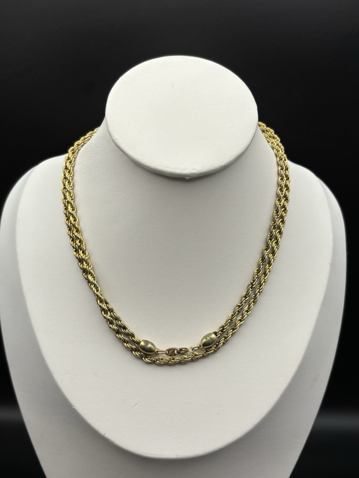Trifari Signed Gold Tone Rope Chain Necklace Vintage