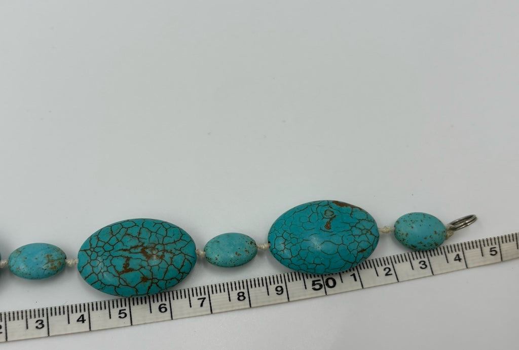 Vintage Turquoise Howlite Bead Necklace Knotted Statement Graduated 54.5cm