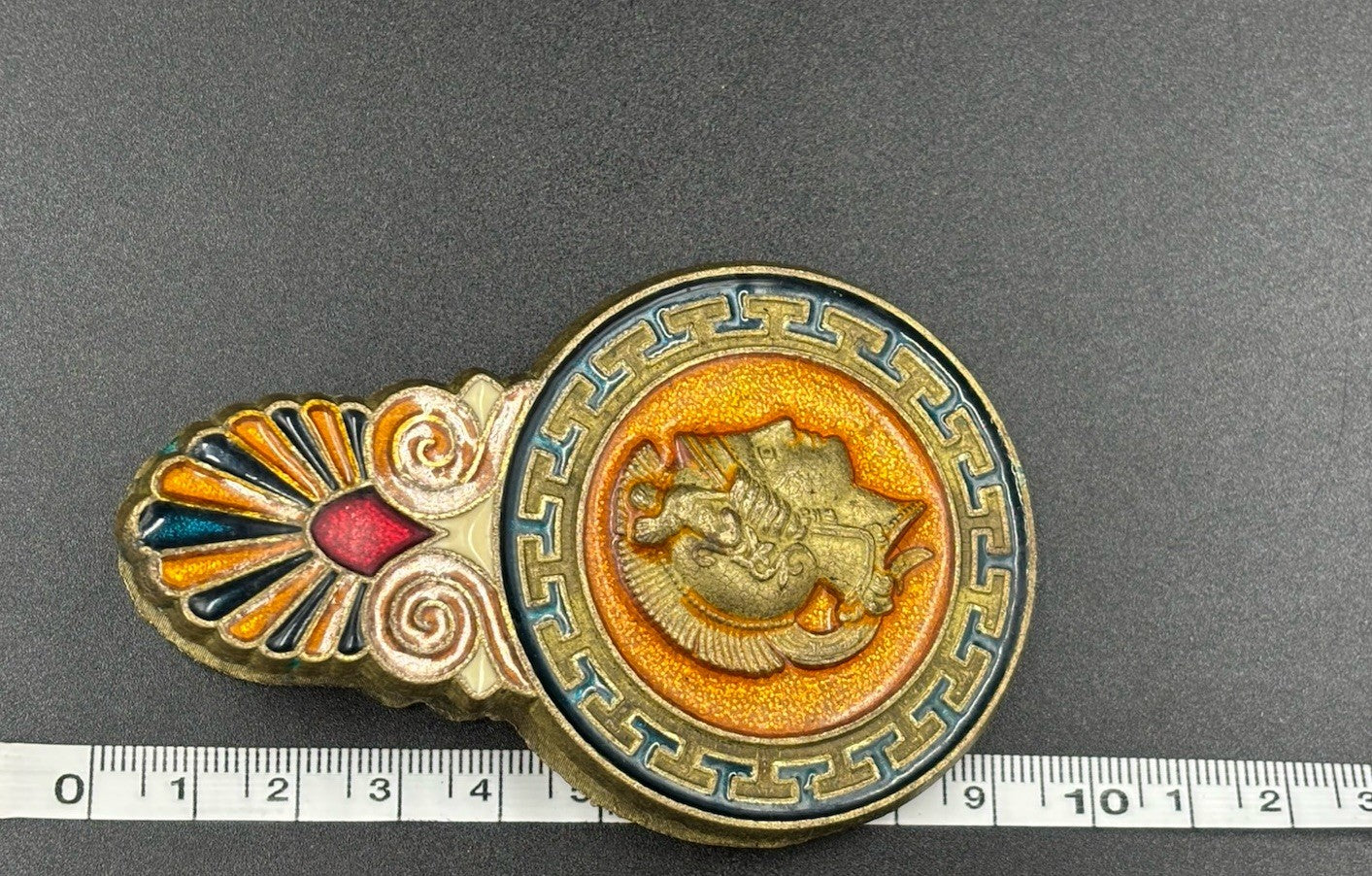 Antique Greek Bronze Enamel Paper Money Clip Paper Note Spring Clip