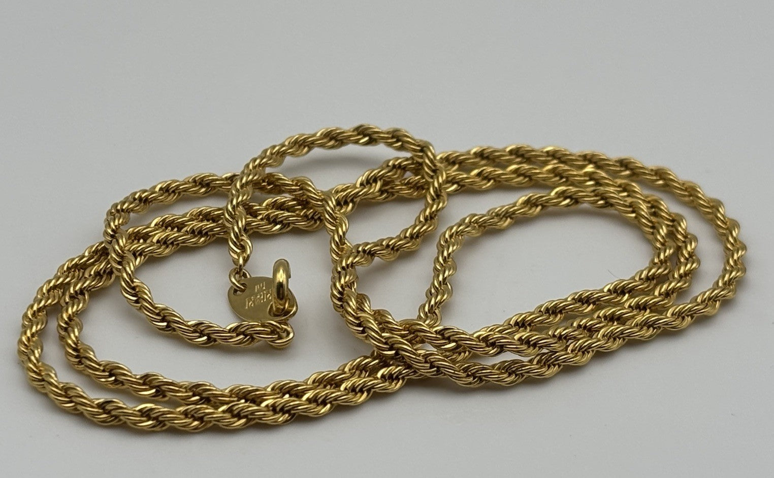 Vintage Trifari TM Gold Tone Rope Chain Necklace Signed Classic Twist Link 60cm