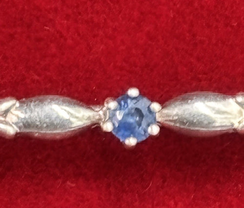 German antique silver brooch blue sapphire close-up AD maker mark 925 hallmarked