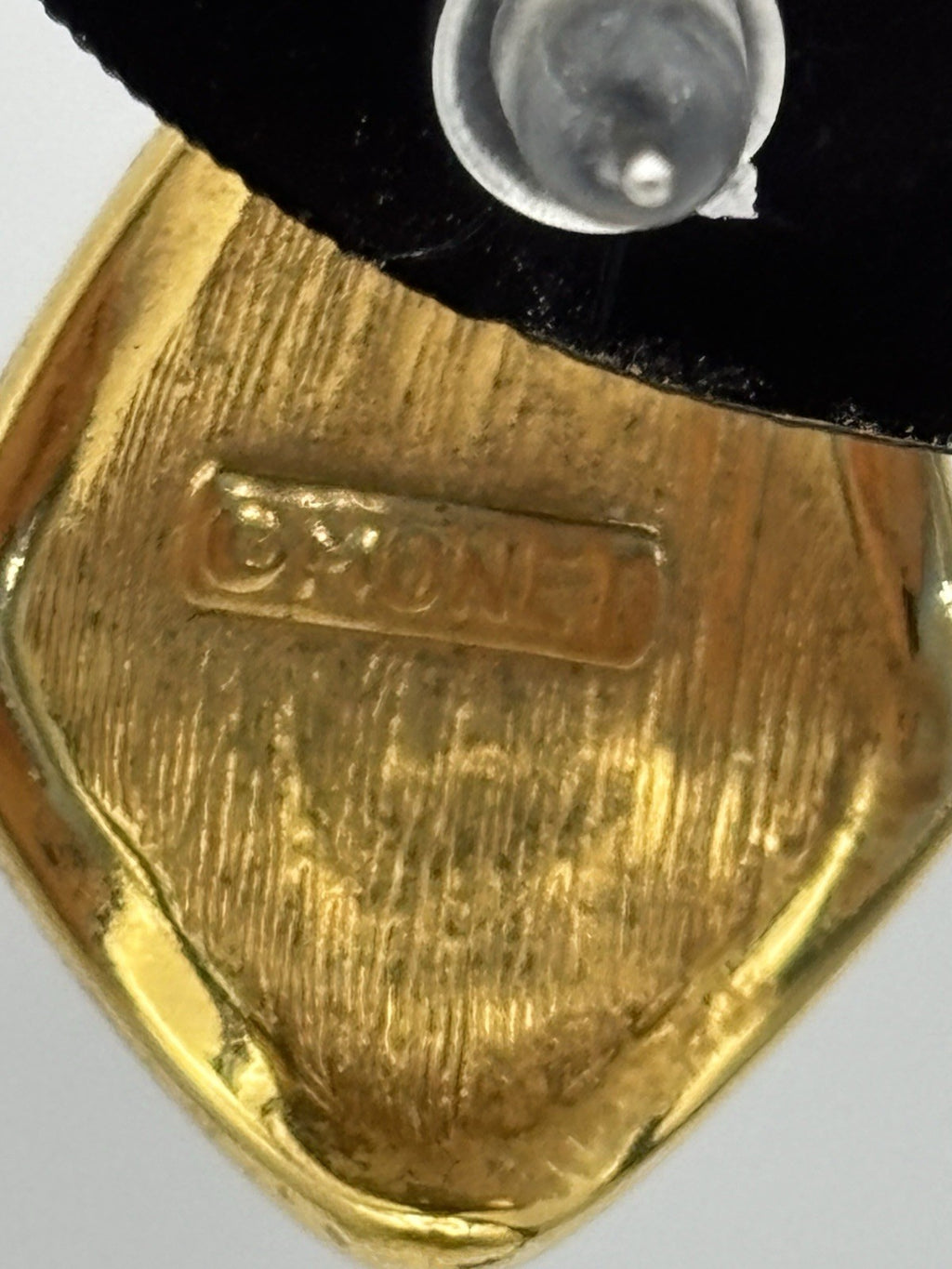 Vintage Monet Black Enamel Gold Tone Earrings Signed Designer Jewelry