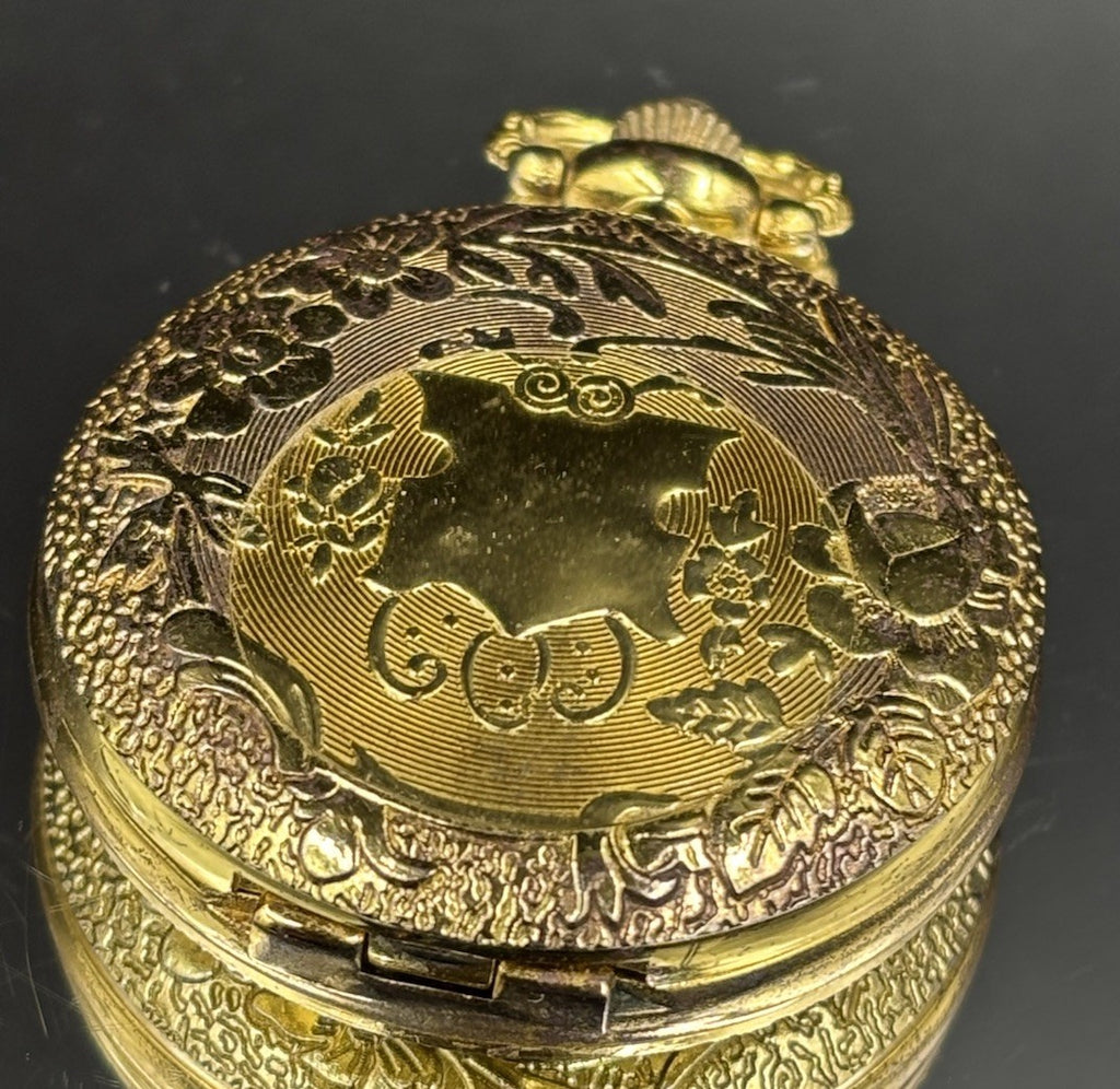 Gold Tone Quartz Analog Men's Pocket Watch In Working Order.