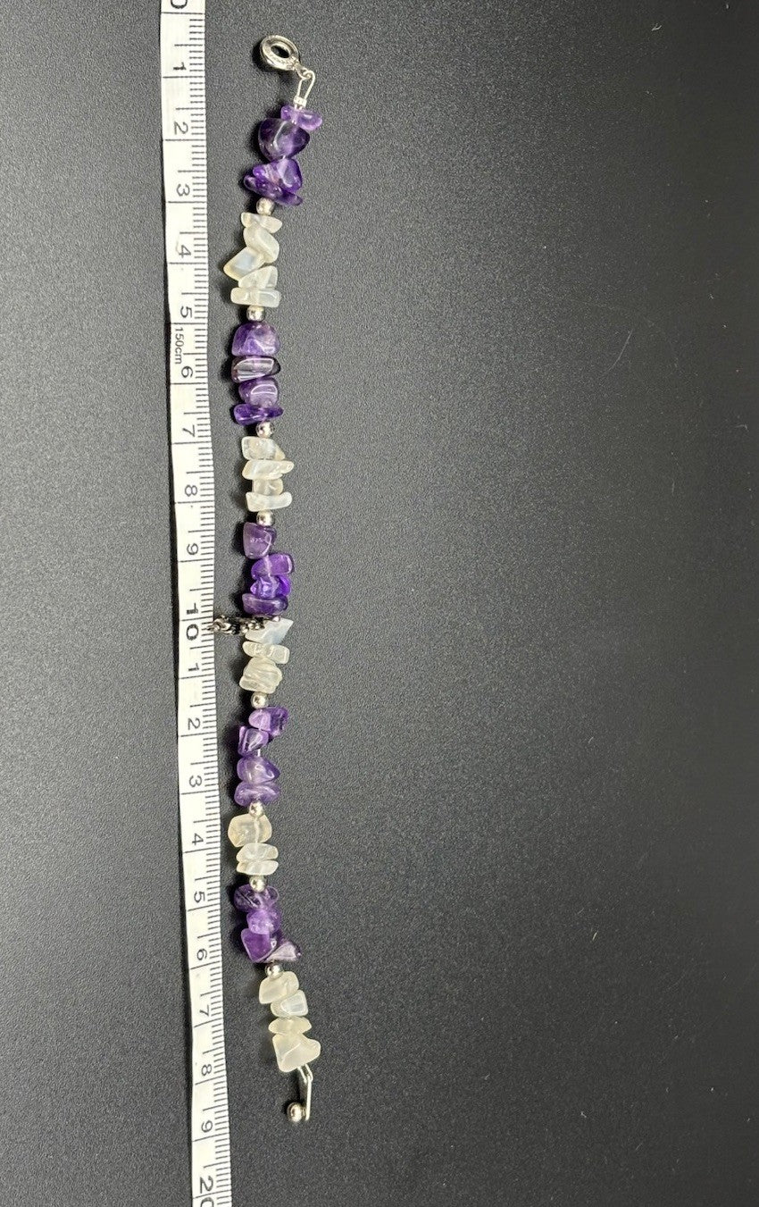 Pat 2008 Handmade Sterling Silver Amethyst Quartz Chip Bracelet