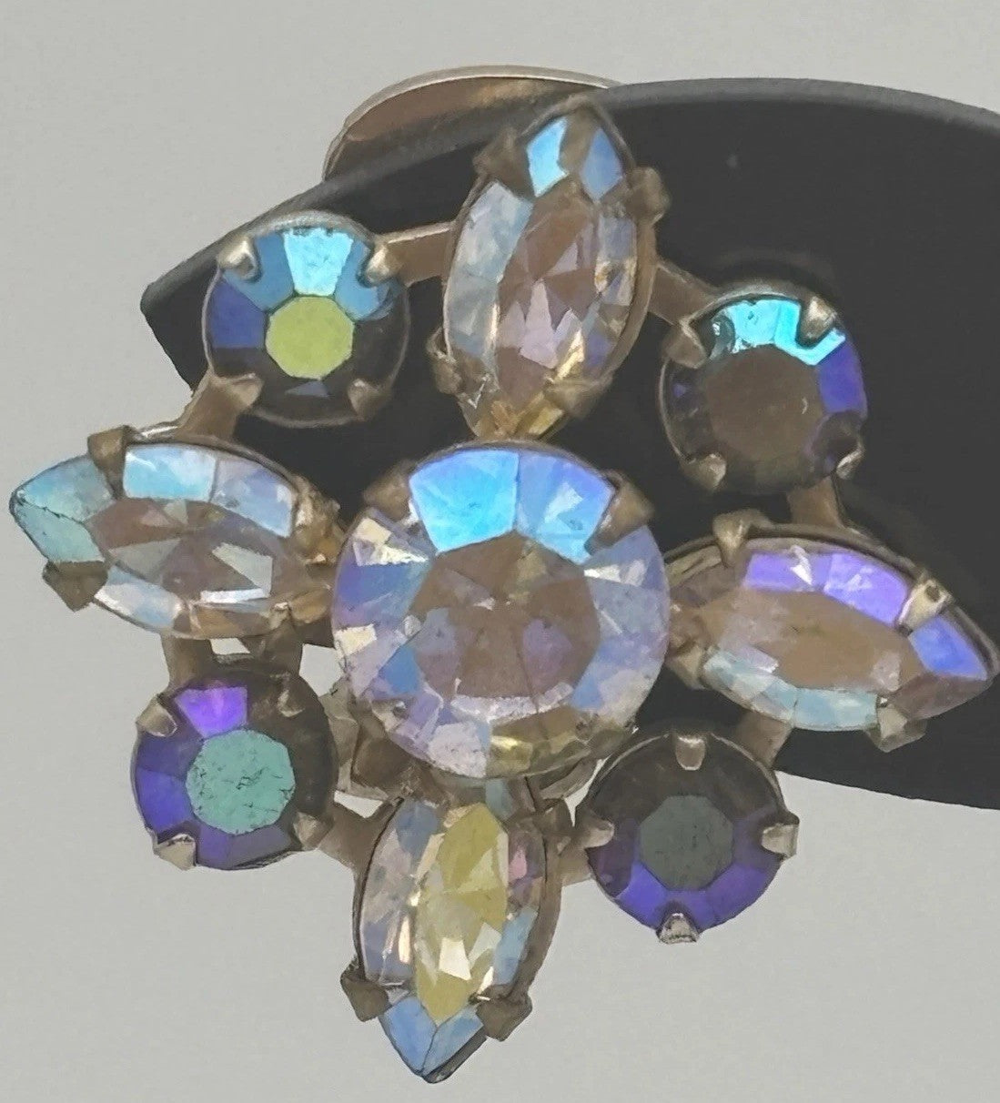 Albert Weiss AB Cluster Earrings Vintage Mid Century Rhinestone Designer Jewelry