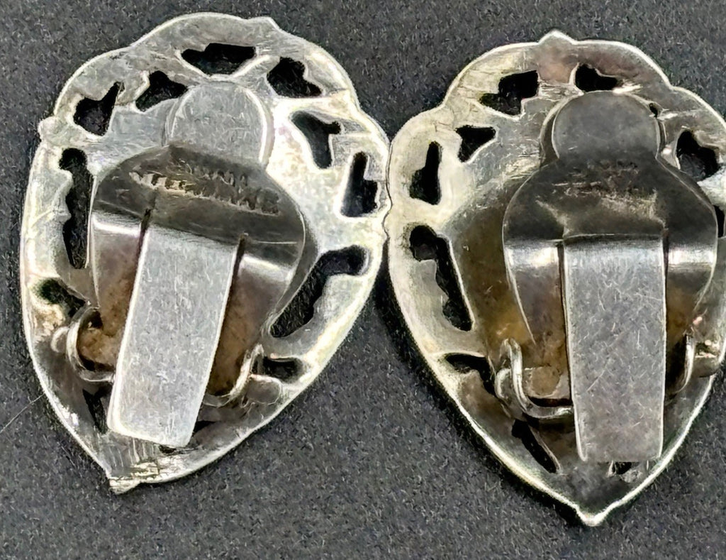 Vintage Siam Sterling Silver Clip On Earrings Thai Dancer Motif