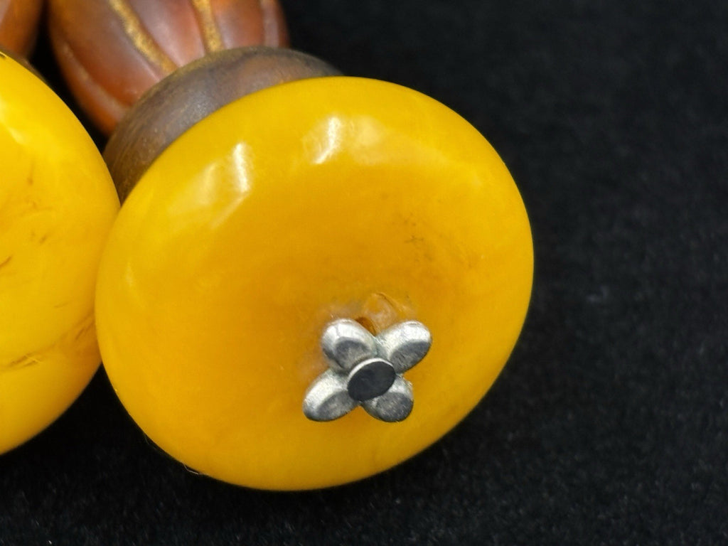 Vintage Casein Egg Yolk Earrings Chunky Marbled Butterscotch Tribal Boho Dangle