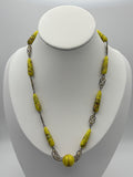 Antique Art Deco Czech Yellow Spatter Glass Necklace 1920s Jewelry