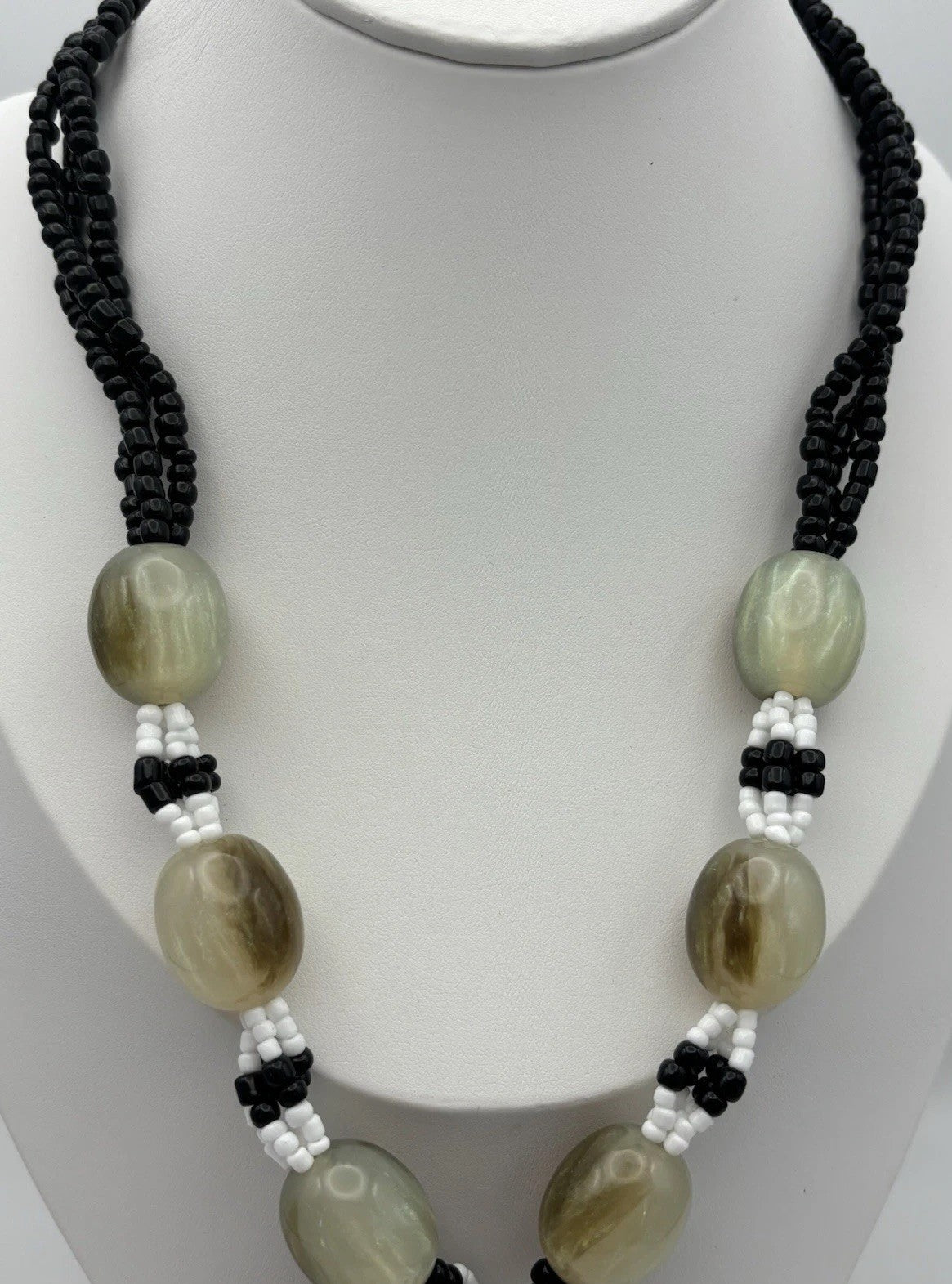Tribal Skull Crossbones Shell Pendant Necklace Beaded Gothic Boho Statement