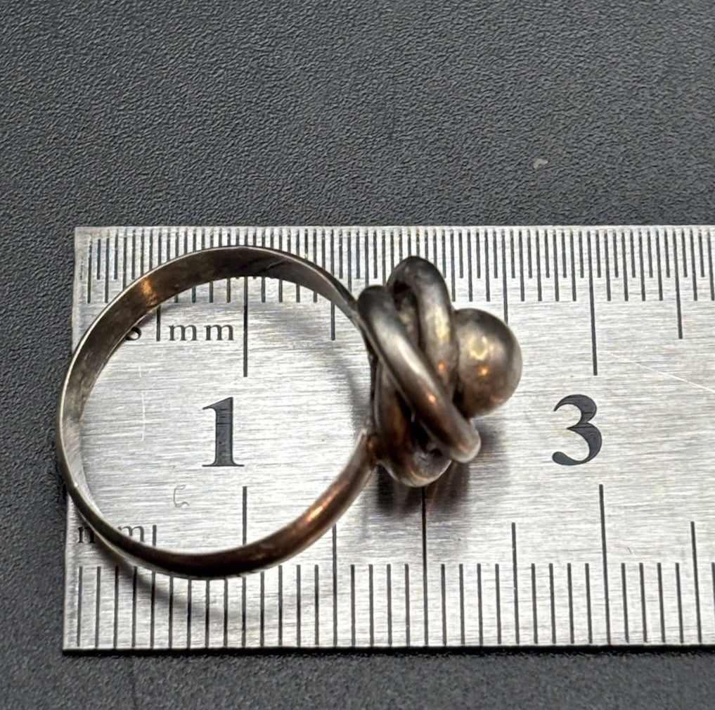 Vintage Scandinavian Modernist Style Sterling Silver Knot Ring Size 6.5