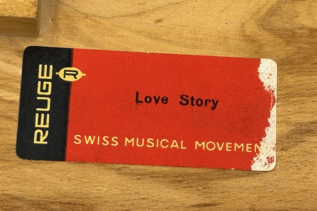 Vintage Swiss Reuge Love Story Music Jewellery Box. Signed Si.aniona.a. Wooden