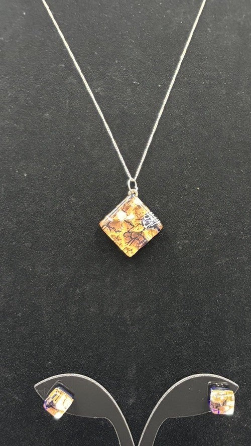 Vetro Murano art glass made in Italy Pendant Earrings Incl 925 Necklace