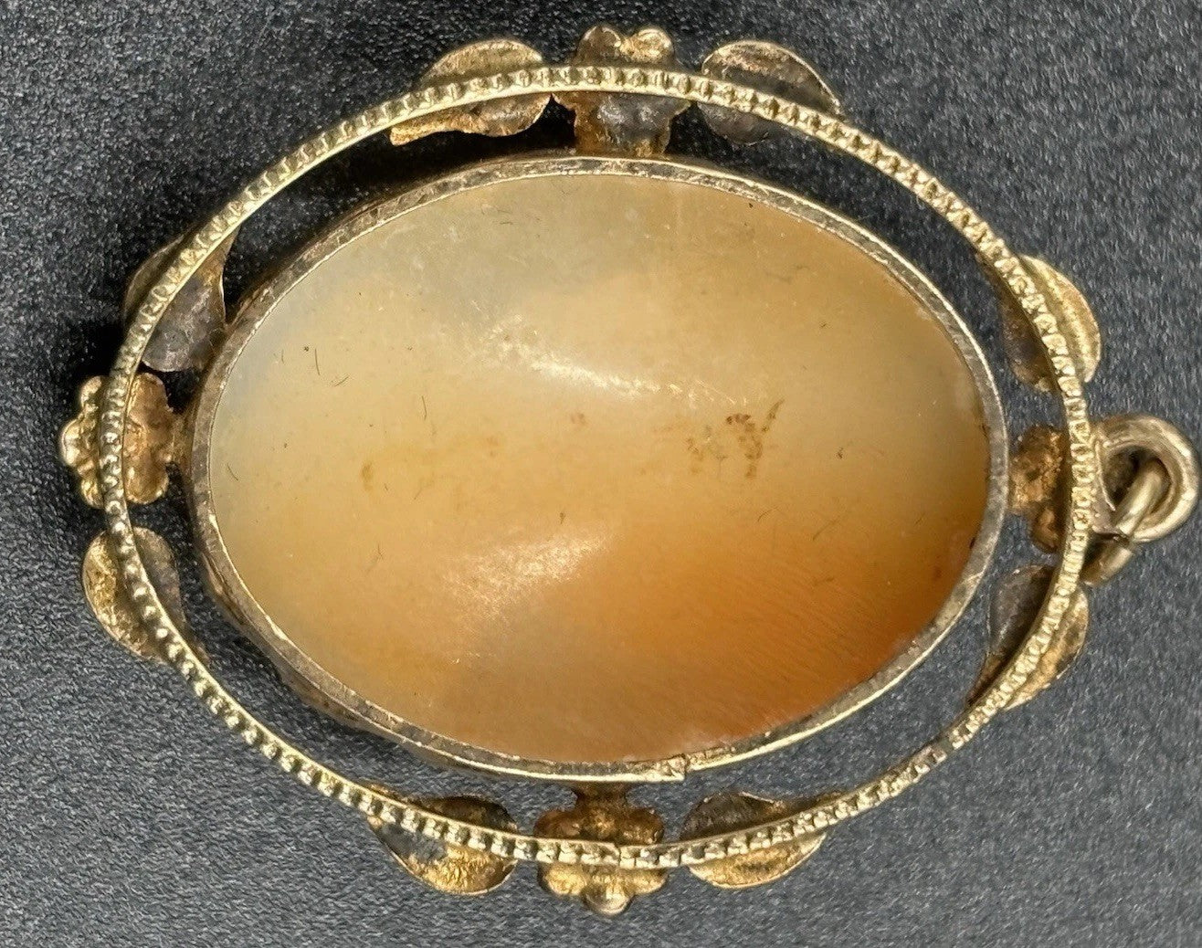 Vintage Italian Hand Carved Shell Cameo Pendant Gold Tone Signed