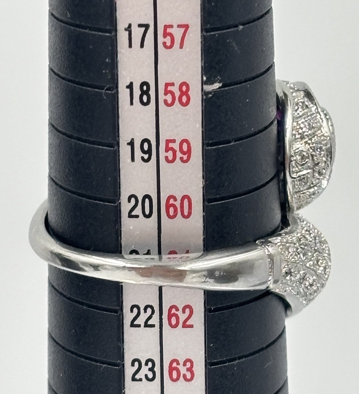 Vintage Style Stamped S925 Silver Ruby CZ Pavé Cocktail Ring US 9¼