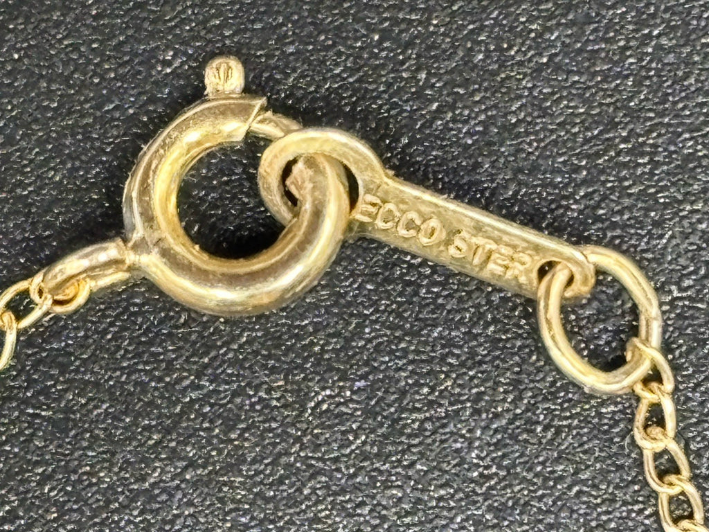 Vintage 9ct Gold Diamond Infinity Pendant Sterling Silver Chain