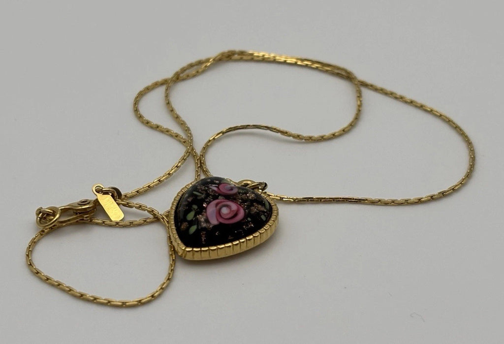 Vintage Jewelry Crown Trifari Heart Pendant Necklace Gold Metal